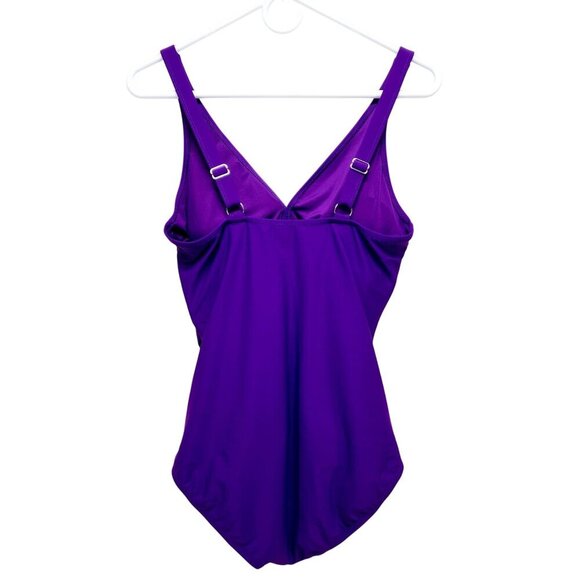 Smismivo Womens Purple Ruched One-Piece Swimsuit Size Medium Womens - Picture 2 of 11